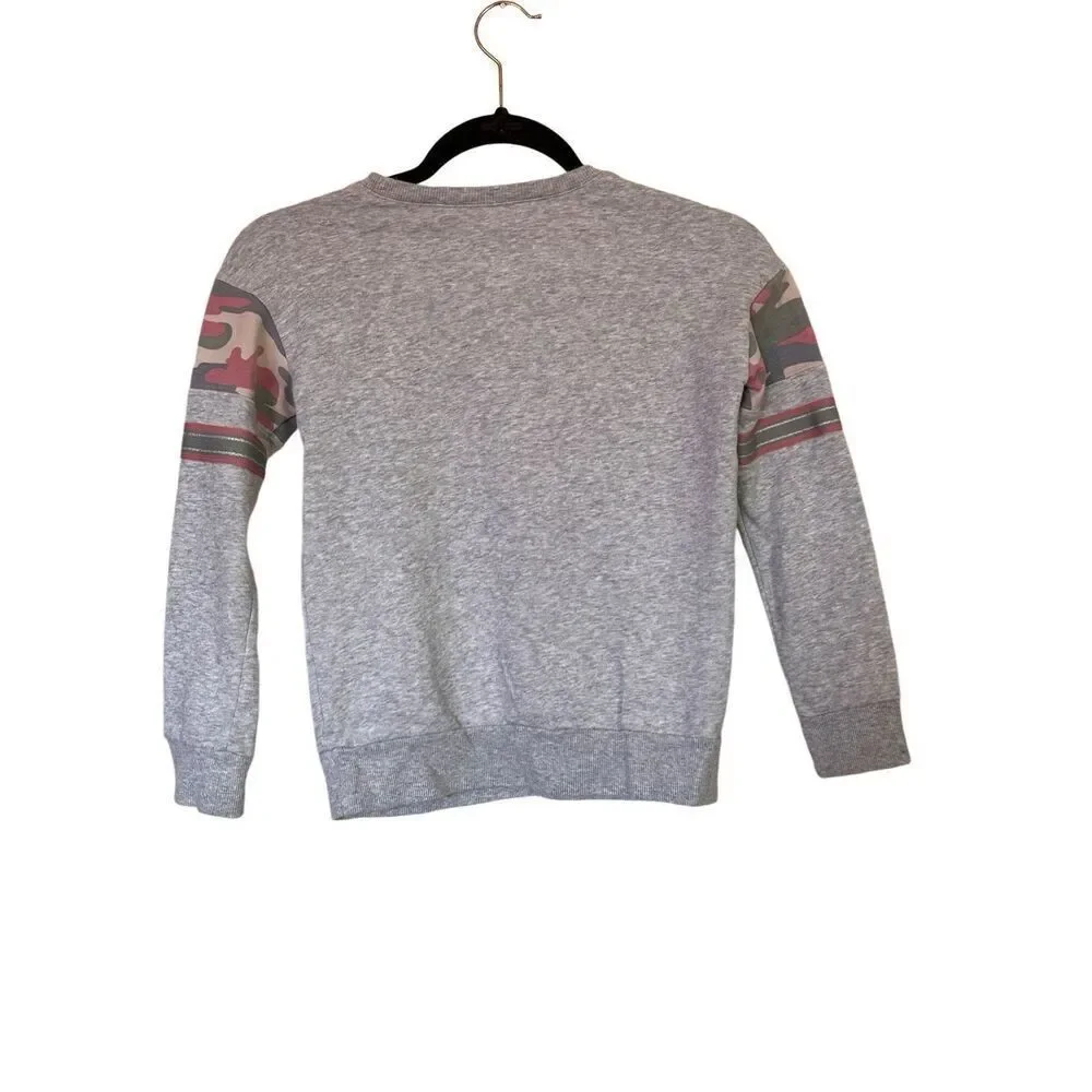 Girls Children’s Place Grey Sweatshirt with Camo Star Design Sz 7/8 M